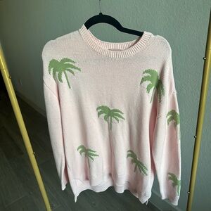 Show Me Your Mumu Pink Palm Tree Knit Sweater M